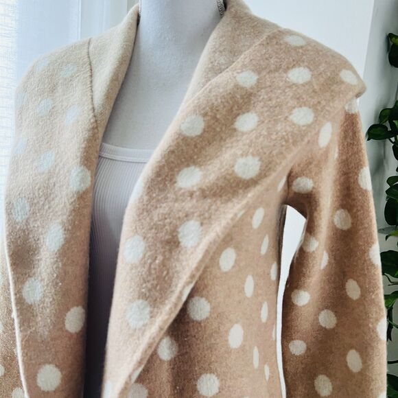 Anthropologie Field & Flower 100% Wool Polka Dot Brown & White Soft Sweater -Med - Picture 5 of 11